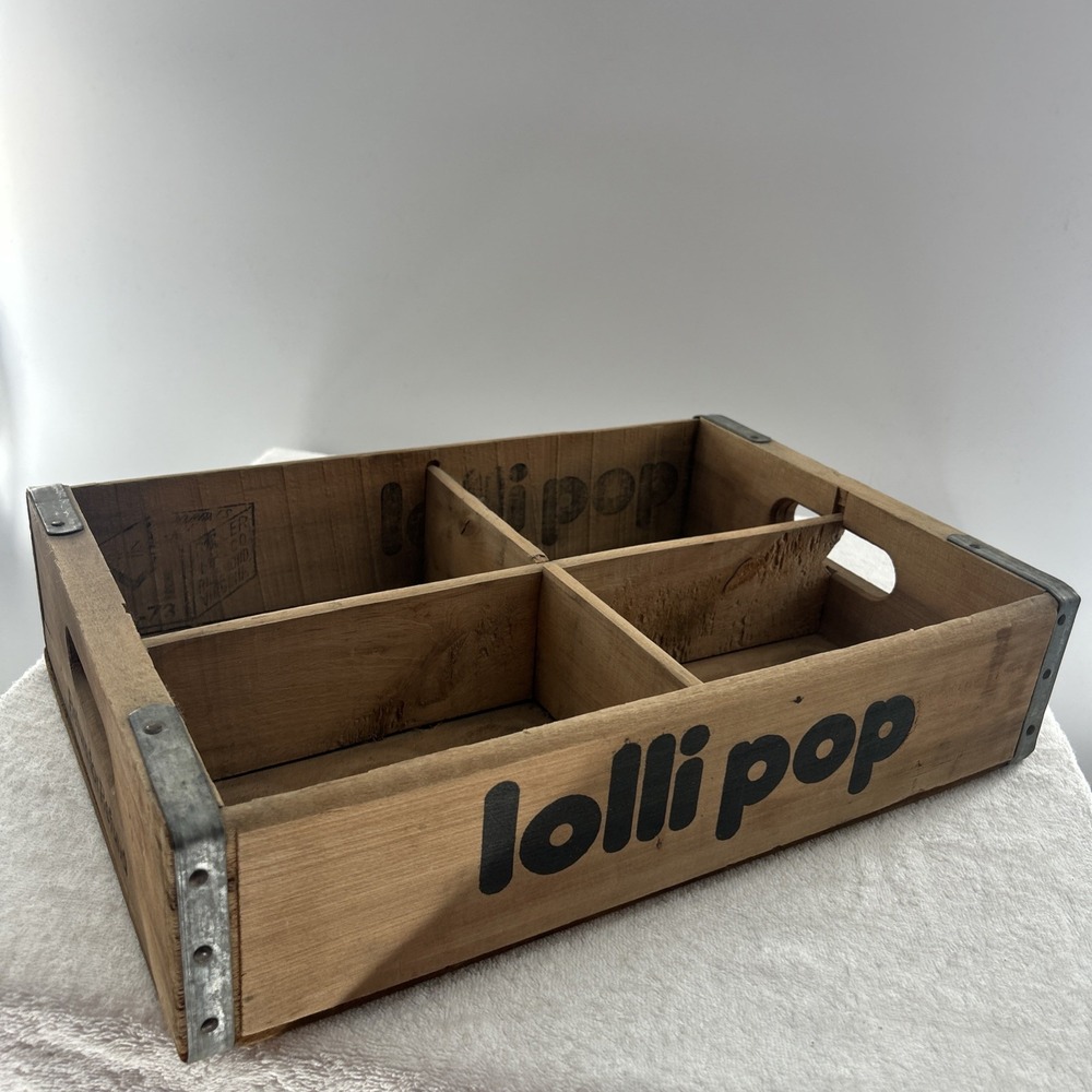 Vintage Lollipop Soda Bottle Wood Wooden Box Crate ~1973  Richmond Virginia